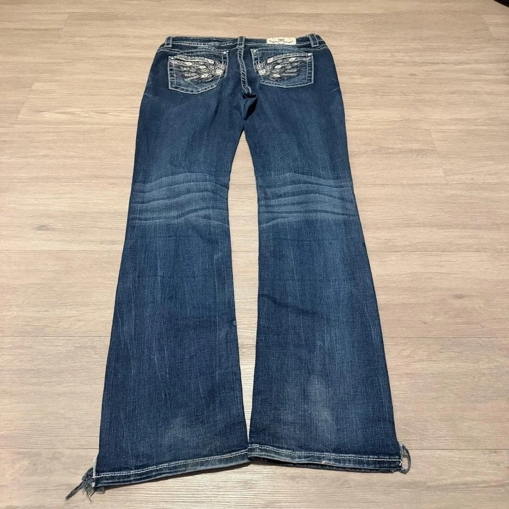 34x32 Faded Blue Embroidered Bootcut Jeans Y2K Vintage